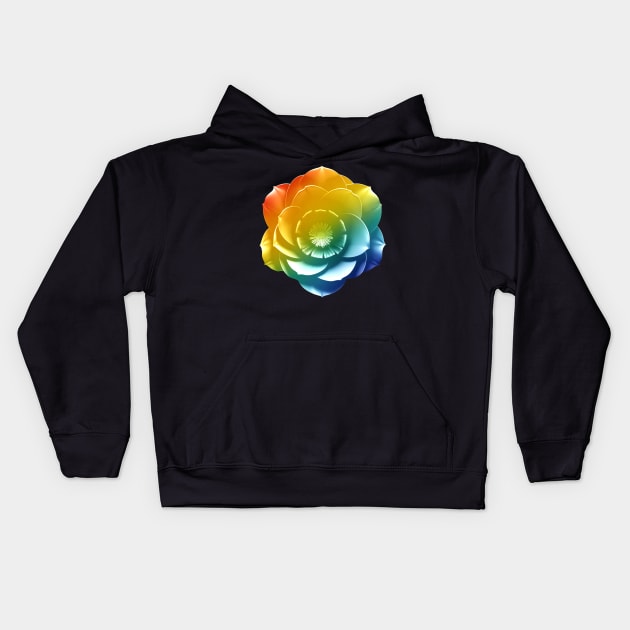 Rainbow gradient flower Kids Hoodie by Geomhectic